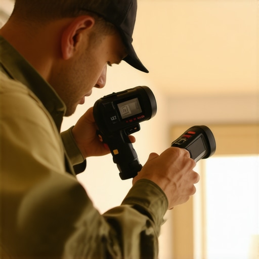 HVAC technician performing infrared diagnostic to detect hidden issues in home heating system