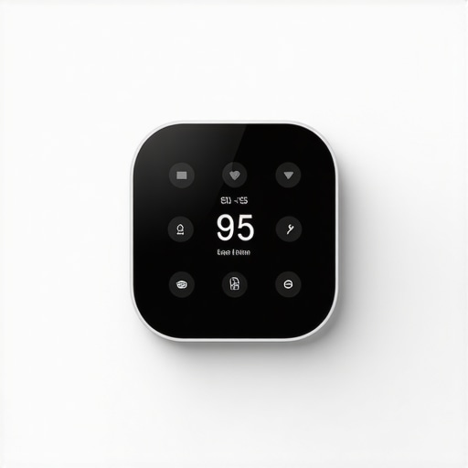 Close-up of a modern smart thermostat controlling home heating system