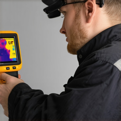 HVAC technician employing thermal imaging for fault detection