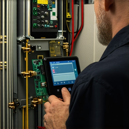 Advanced HVAC Diagnostics for Longevity Technician using digital tools to diagnose HVAC system in a home