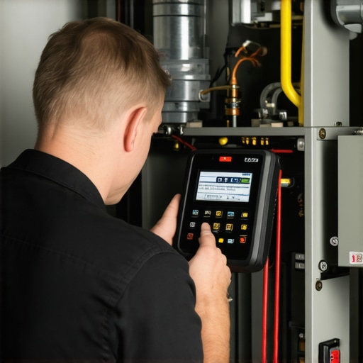Advanced HVAC Diagnostics for Longevity HVAC technician using diagnostic tools on a furnace to assess system health