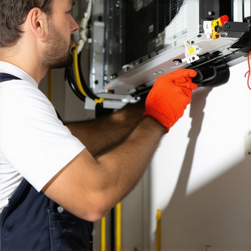 HVAC technician inspecting a residential HVAC system