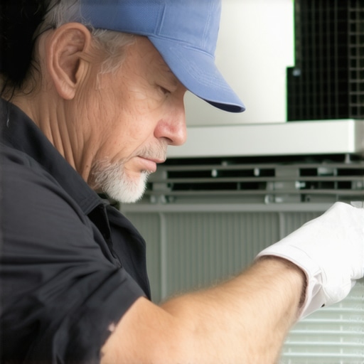Homeowner checking HVAC filters and vents for regular maintenance.