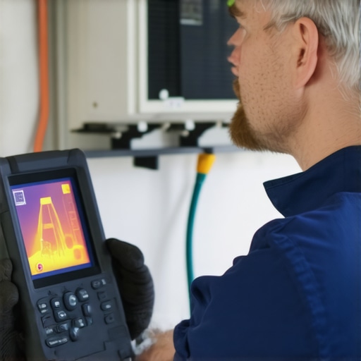 Infrared Thermography Diagnosis in HVAC Maintenance Technician performing infrared thermography to detect hidden HVAC issues