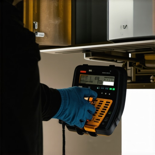 Technician using infrared thermography to diagnose HVAC system